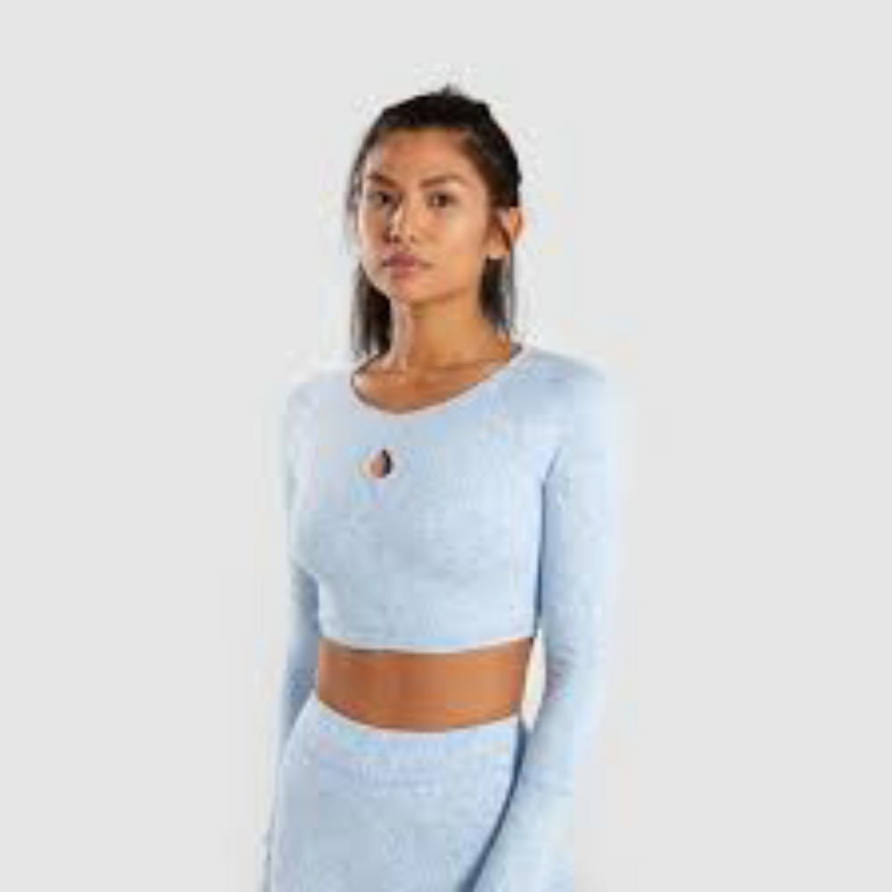 Gymshark fleur texture long sleeve crop Blue Xs